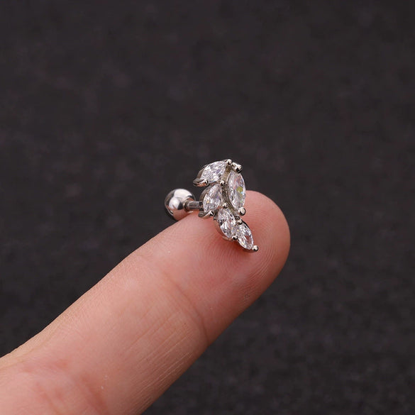 Wholesale Metal Inlaid Zircon Flower Style Ear Nail For Body Puncture
