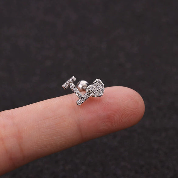 Wholesale Metal Inlaid Zircon Flower Style Ear Nail For Body Puncture