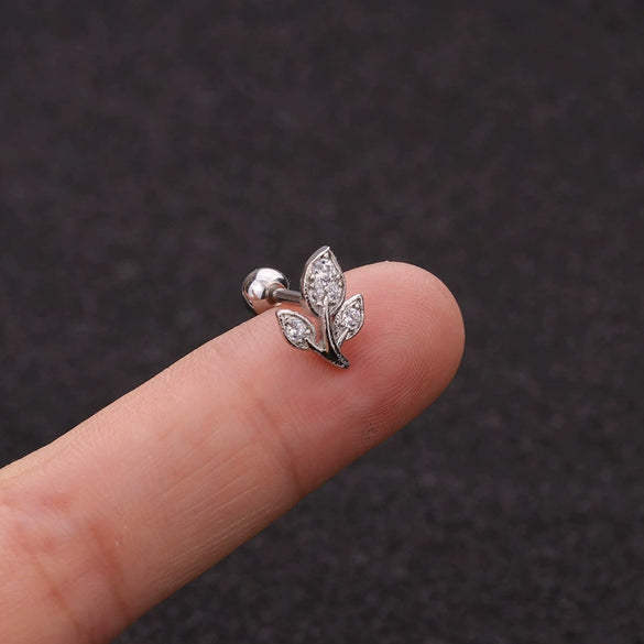 Wholesale Metal Inlaid Zircon Flower Style Ear Nail For Body Puncture
