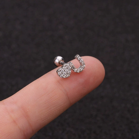 Wholesale Metal Inlaid Zircon Flower Style Ear Nail For Body Puncture