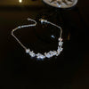Wholesale Metal Inlaid Zircon Water Drop Vshaped Women's Light Luxury Necklace And Bracelet