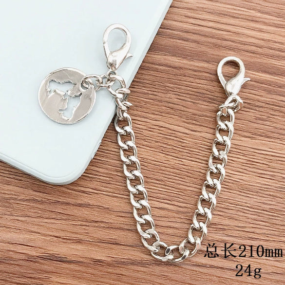 Wholesale Metal Jewelry Accessories Electroplated Love And Chain Pattern Mobile Phone Chain