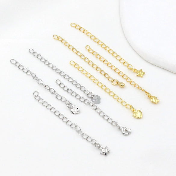 Wholesale Metal Jewelry Accessories Tail Chain Bag Extension Chain Bracelet Necklace 18K Real Gold Electroplated Original Design