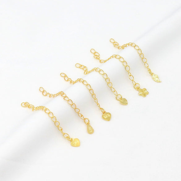 Wholesale Metal Jewelry Accessories Tail Chain Bag Extension Chain Bracelet Necklace 18K Real Gold Electroplated Original Design