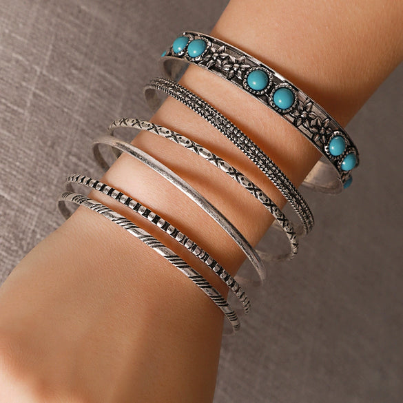 Wholesale Metal Jewelry Set Retro Geometric Style Iron Electroplated Bracelet