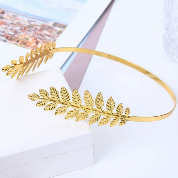 Wholesale Metal Leaf Baroque Headband Electroplated Hair Accessories For Bridal And Unisex Use