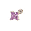 Wholesale Metal Lily Cut Zircon Inlaid Double Head Screw Rod Ear Nail Sweet Style Women's Earrings