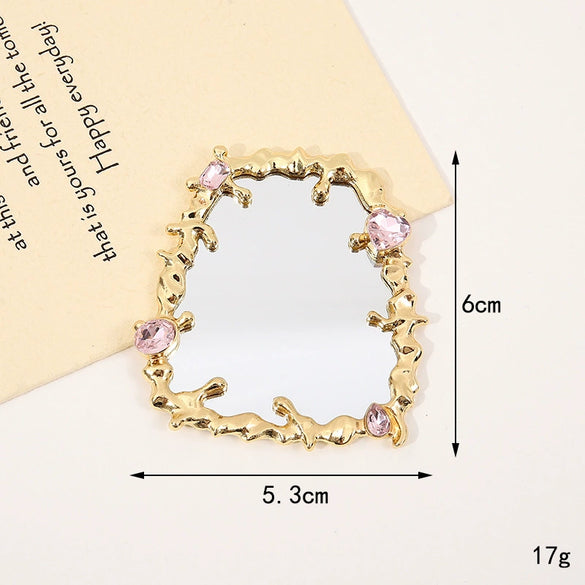Wholesale Metal Love Butterfly Square Makeup Mirror Accessories With Electroplating For Women In Y2k Style And Irregular Shape
