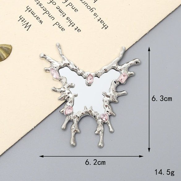 Wholesale Metal Love Butterfly Square Makeup Mirror Accessories With Electroplating For Women In Y2k Style And Irregular Shape