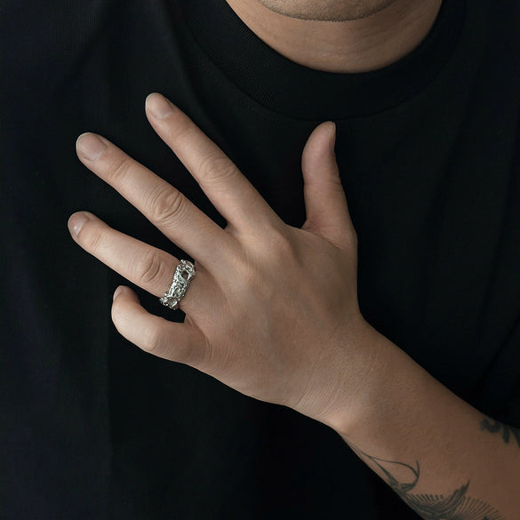 Wholesale Metal Men's Hiphop Geometric Zinc Alloy Ring With Electroplating