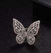 Wholesale Metal Microinlaid Zircon Butterfly Open Ring With Electroplating For Women