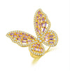 Wholesale Metal Microinlaid Zircon Butterfly Open Ring With Electroplating For Women