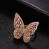 Wholesale Metal Microinlaid Zircon Butterfly Open Ring With Electroplating For Women