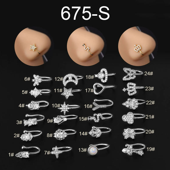 Wholesale Metal Microinlaid Zircon Geometric Nose Ornaments Electroplated Fashion Jewelry For Women