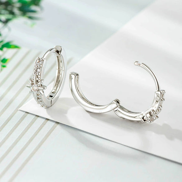 Wholesale Metal Microinlaid Zirconia Star Earrings