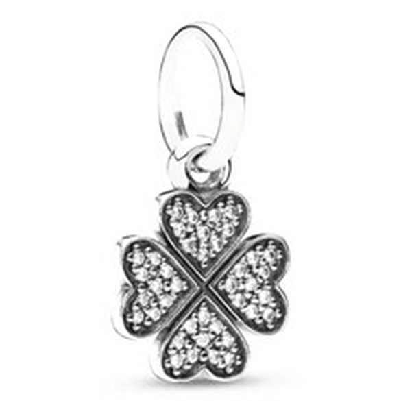 Wholesale Metal Minimalist Fourleaf Clover Totem Diamondencrusted Spring Flower Pendant Diy Bracelet Accessories With Electroplating