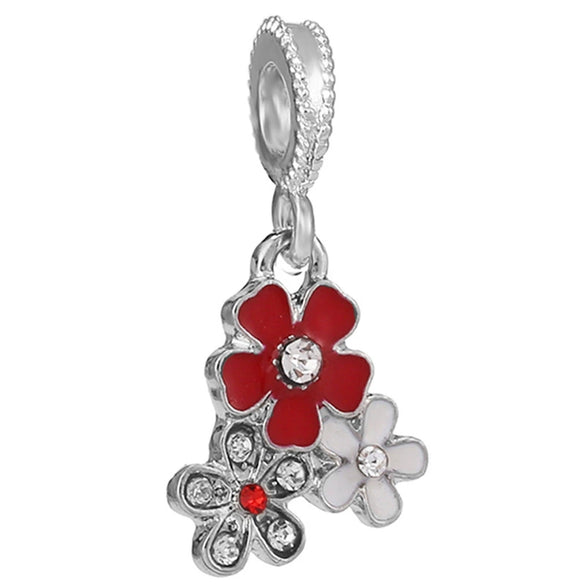 Wholesale Metal Minimalist Fourleaf Clover Totem Diamondencrusted Spring Flower Pendant Diy Bracelet Accessories With Electroplating