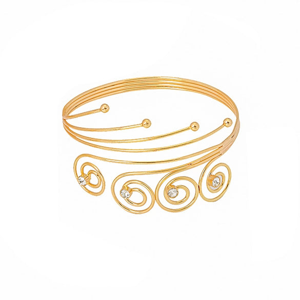 Wholesale Metal Multi Layer Geometric Spiral Arm Ring And Arm Bracelet With Exaggerated Design