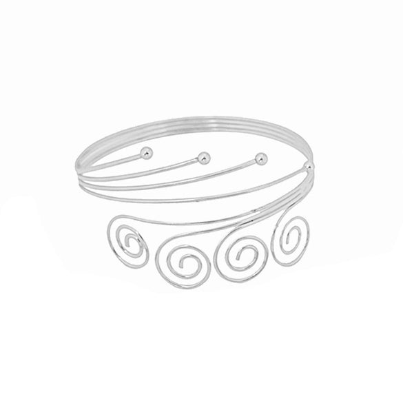 Wholesale Metal Multi Layer Geometric Spiral Arm Ring And Arm Bracelet With Exaggerated Design