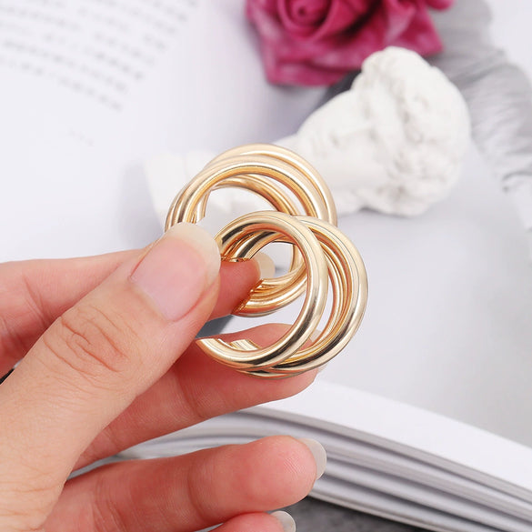 Wholesale Metal Multilayer Geometric Earrings Copper Electroplated For Women