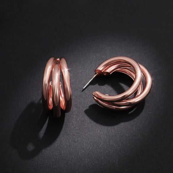 Wholesale Metal Multilayer Geometric Earrings Copper Electroplated For Women