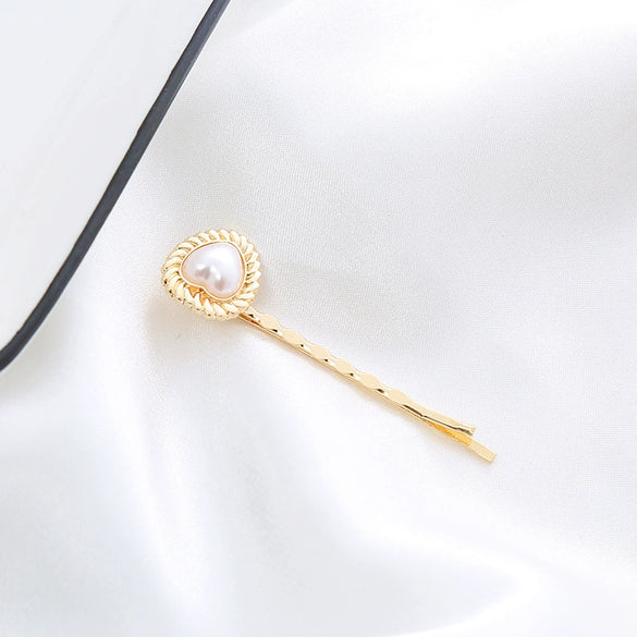 Wholesale Metal Natural Geometric Style Electroplated Women's Pearl Side Hair Clip Hair Accessory