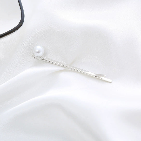 Wholesale Metal Natural Geometric Style Electroplated Women's Pearl Side Hair Clip Hair Accessory