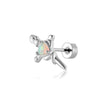 Wholesale Metal Opal Zircon Titanium Steel Heart Shape Cross Screw Stud Piercing Earrings Set With Gems