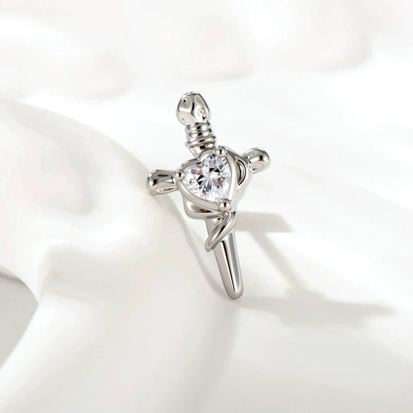 Wholesale Metal Opal Zircon Titanium Steel Heart Shape Cross Screw Stud Piercing Earrings Set With Gems