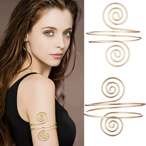 Wholesale Metal Open Multi Layer Arm Ring And Bracelet With Geometric Style And Electroplating Treatment