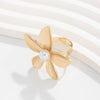 Wholesale Metal Open Ring With Imitation Pearl Flower And Geometric Design Electroplated For Women