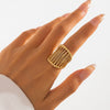 Wholesale Metal Open Ring With Imitation Pearl Flower And Geometric Design Electroplated For Women