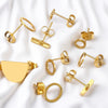 Wholesale Metal Oval Fan Diy Earrings With Vacuum Color Retention And Electroplating Waterproof Jewelry Pendant Earrings