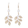 Wholesale Metal Pearl Leaf Earrings Electroplated For Women Simple Geometric Style