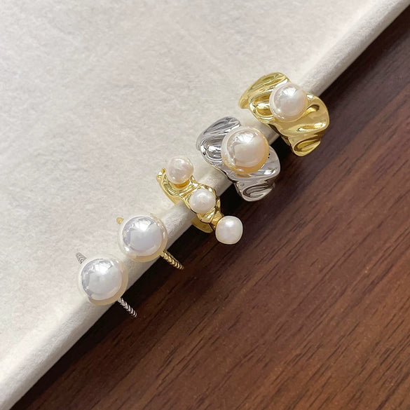 Wholesale Metal Pearl Ring Electroplated Irregular Torus Diy Handmade