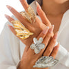 Wholesale Metal Pleated Leaf Ring With Big Butterfly Flower And Geometric Animal Zodiac Pattern Electroplated For Women In Ins Style