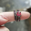 Wholesale Metal Purple Stone Zircon Ring With Geometric Design And Electroplating For Women