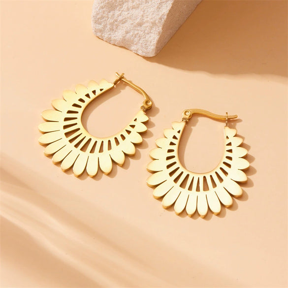 Wholesale Metal Retro Cold Style Ushaped Geometric Stainless Steel Goldplated Earrings