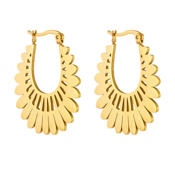 Wholesale Metal Retro Cold Style Ushaped Geometric Stainless Steel Goldplated Earrings