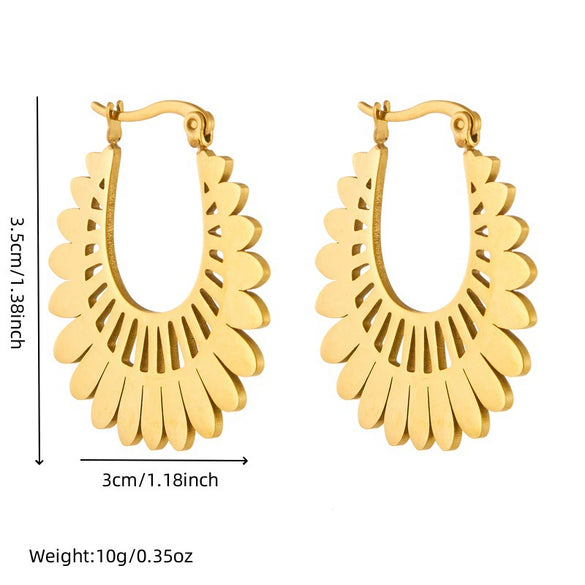 Wholesale Metal Retro Cold Style Ushaped Geometric Stainless Steel Goldplated Earrings