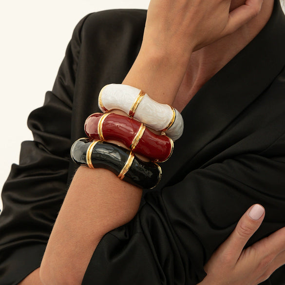 Wholesale Metal Retro Enamel Oil Dropping Irregular Wave Women's Bracelet