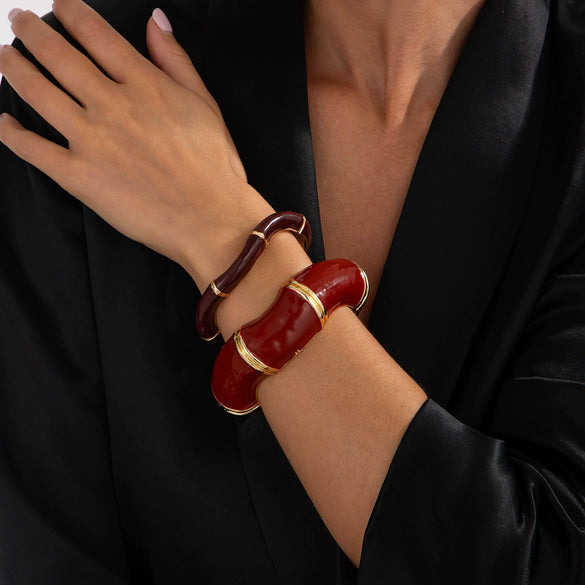 Wholesale Metal Retro Enamel Oil Dropping Irregular Wave Women's Bracelet