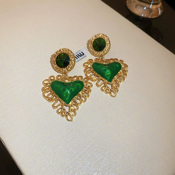 Wholesale Metal Retro Flower Design Diamond Pearl Earrings For Women