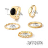 Wholesale Metal Retro Geometric Oval Finger Ring Set With Black Gemstone For Women