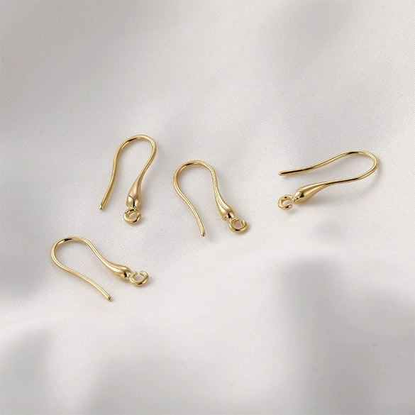 Wholesale Metal Retro Long Water Drop Ear Hook Handmade Earrings Copper Plated 18K True Gold Color Accessories