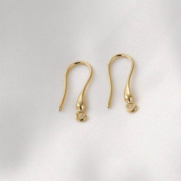 Wholesale Metal Retro Long Water Drop Ear Hook Handmade Earrings Copper Plated 18K True Gold Color Accessories