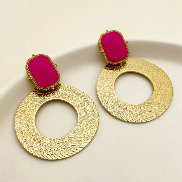 Wholesale Metal Round Stainless Steel Electroplated Earrings Fashion Chic Trendy Design