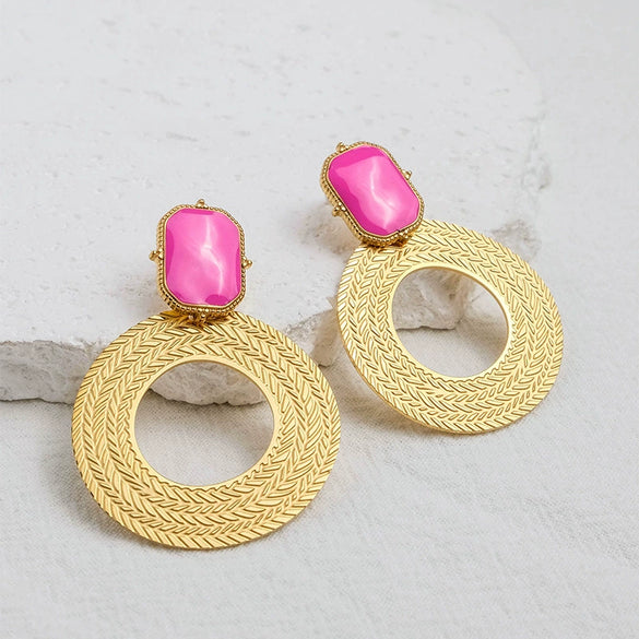 Wholesale Metal Round Stainless Steel Electroplated Earrings Fashion Chic Trendy Design