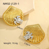Wholesale Metal Shell Series Stainless Steel Jewelry With Geometric Pattern Electroplated 18K Gold For Women