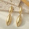 Wholesale Metal Simple Smooth Goldplated Double Horse Eyes Water Drop Shape Women's Earrings